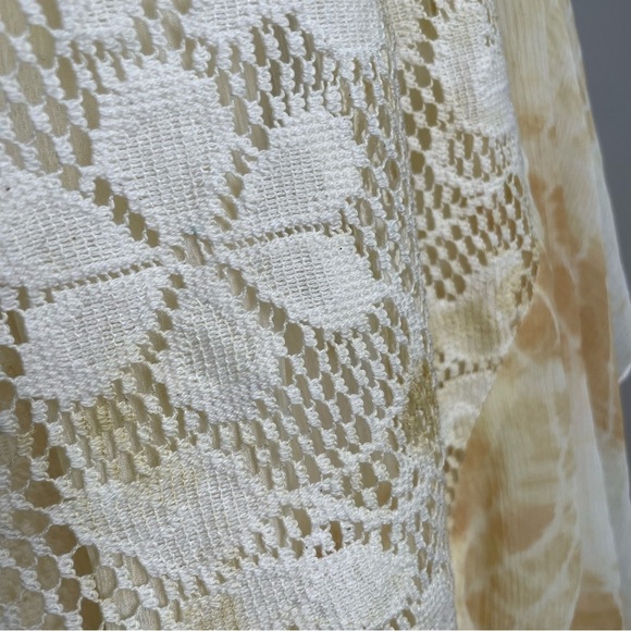 Boho Ethereal Fairy Sheer Tie Dye Floral Lace Crocheted Beach Scarf Wrap Shawl - Picture 14 of 15